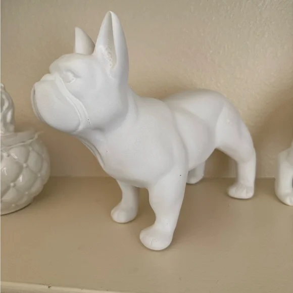 White Matte Ceramic French Bulldog Figurine - Picture 5 of 6